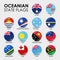 Set of Oceanian flags. Simple round-shaped flags