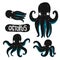 Set of Octopus silhouette