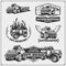 Set of off-road suv car labels, badges and design elements. Safari emblems.