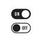Set of On and Off toggle switch buttons. Black and white switch buttons set. Toggle slide for mobile app, social media.