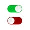 Set of On and Off toggle switch buttons.Green and red switch buttons set.Toggle slide for mobile app, social media. vector