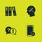 Set Office folders, Mobile service, Question and Exclamation and Human head icon. Vector