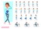 Set of office woman worker character vector design. Presentation in various action with emotions, running, standing, walking and