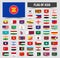 Set of official flags of Asia . Floating flag design