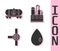Set Oil drop, Oil railway cistern, Industry pipes and valve and Oil industrial factory building icon. Vector