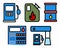 set of oil fuel flat color icons