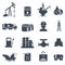 Set of oil and gas grey icons Petroleum industry