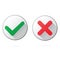 Set of ok and cancel plastic buttons icons,