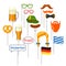 Set of Oktoberfest photo booth props. Accessories for festival and party
