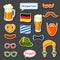 Set of Oktoberfest photo booth stickers. Accessories for festival and party