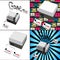 A set of old antique retro vintage hipster game consoles for video games from the 80`s, 90`s on different backgrounds. Vector il