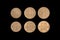 Set of old Estonian coin isolated on black, 10 20 50 senti. Coinage, close-up