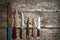 Set of old hunting handmade knives