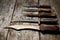 Set of old hunting handmade knives