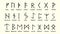 Set of Old Norse Scandinavian runes. Runic alphabet ,futhark. An