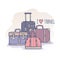 Set of old vintage bags and suitcases for travel