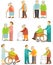 Set of older people in flat style