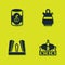Set Olives in can, Crown of spain, Gate Europe and Sangria pitcher icon. Vector