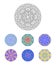 Set of Ð¡olour decorative design element with a circular pattern. Mandala