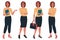 Set of Ñonfident beautiful young women in different poses. School or college teacher, office worker, successful businesswoman.