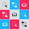 Set Online working, Cloud storage document folder and icon. Vector