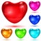 Set of opaque glossy hearts