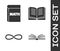 Set Open book, Book with word mathematics, Infinity and Open book icon. Vector