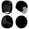 Set of open face 3/4 motorcycle helmets with visor side, top, back, front view isolated vector illustration