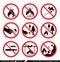 Set of open fire prohibition signs