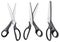 Set of open modern pinking scissors isolated