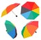 Set of open multicolored umbrellas