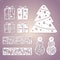 Set of openwork paper figures. New Year\'s decor. Laser Cutting t