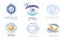 Set of optics eye care logos cartoon vector illustration