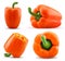 Set orange bell pepper cut in half, whole