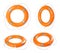 Set of orange lifebuoy rings on white