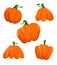 Set of orange pumpkins. Bitmap illustration. Autumn halloween pumpkin, isolated on white background.