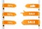 Set of orange sale labels.