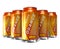 Set of orange soda drinks in metal cans
