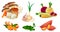 Set of organic farm vegetables, vitamin vector set