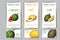 Set of organic fruits cards. Hand drawn sketch elements. Banner collection template. Farm company. Vector illustration