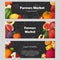 Set of organic fruits cards. Hand drawn sketch elements. Banner collection template. Farm company. Vector illustration