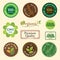 Set of organic and natural badge tag label emblem sticker