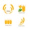 Set of organic wheat grain icons. Vector logo or label design elements. Cereals flat illustration