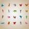 set of origami animals and birds. Vector illustration decorative design