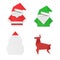 Set of origami Christmas characters: Santa Claus, elf, snowman and deer. Paper toys for decorations.