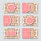 Set of ornamental hand drawn mandala cards, business, visiting t