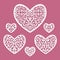 Set of ornamental hearts with lace pattern