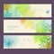 Set of ornamental watercolor banners with dandelion