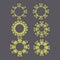 set of ornate monograms. Vector rounded ornaments with floral e