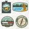 Set of outdoor adventure quotes symbol. Vector. Concept for badge, patch, shirt, print, stamp or tee. Design with